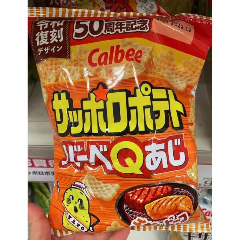 零食：Calbee卡乐比 网格薯片バーベQあじ烤肉味 72g（可发/低价值/零食线）