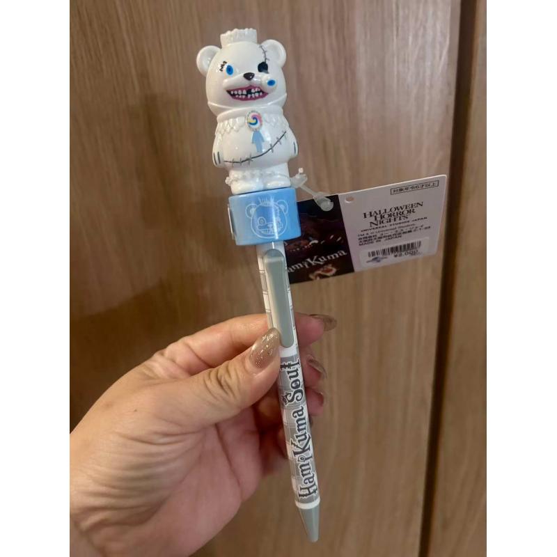 日本USJ 万圣节恐怖熊限定 会发声的白熊圆珠笔