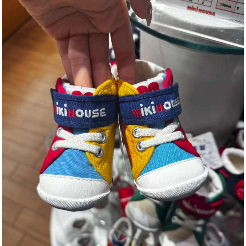 代购：MIKIHOUSE 日本制柜台款 一段学步鞋 红绿蓝拼色 多尺码可选（10-9324-689）